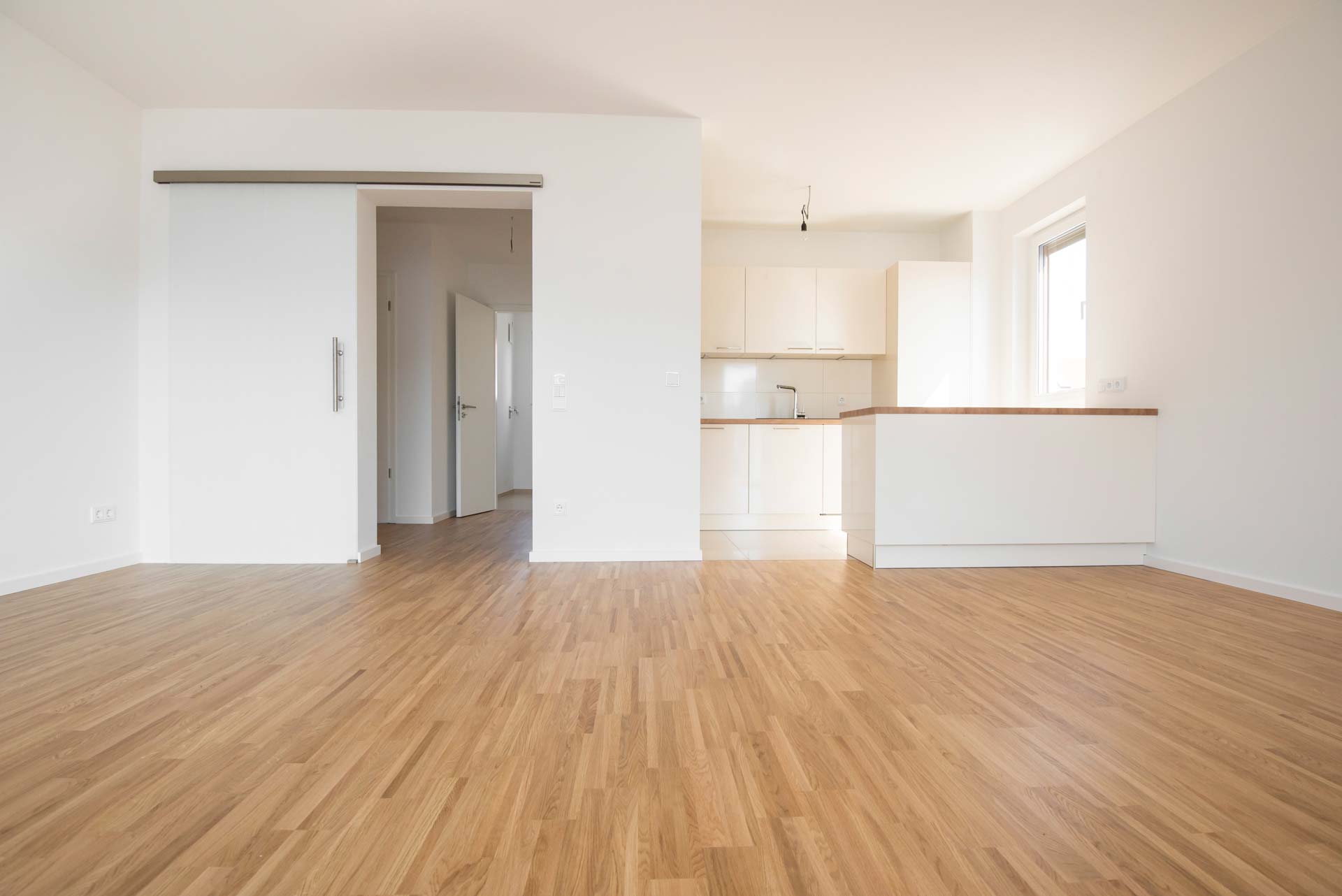 Parquet appartement, séjour vide