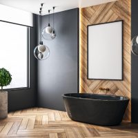 Salle de bain moderne avec poster