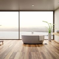 Rendu 3D, salle de bains minimaliste